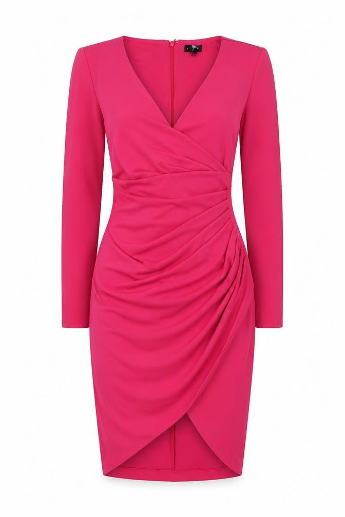 NBD Womens Pink Polyester Sheath Size XS V-Neck Zip - Wrap Style