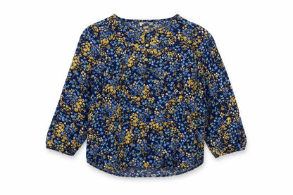 S'John's Bay Womens Blue Floral Viscose Basic Blouse Size S Round Neck
