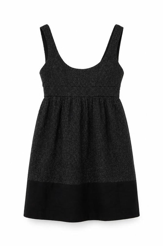 Zara Womens Black Polyester Tank Dress Size XS Scoop Neck Zip