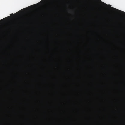 Zara Womens Black Polyester Basic Button-Up Size XS Collared