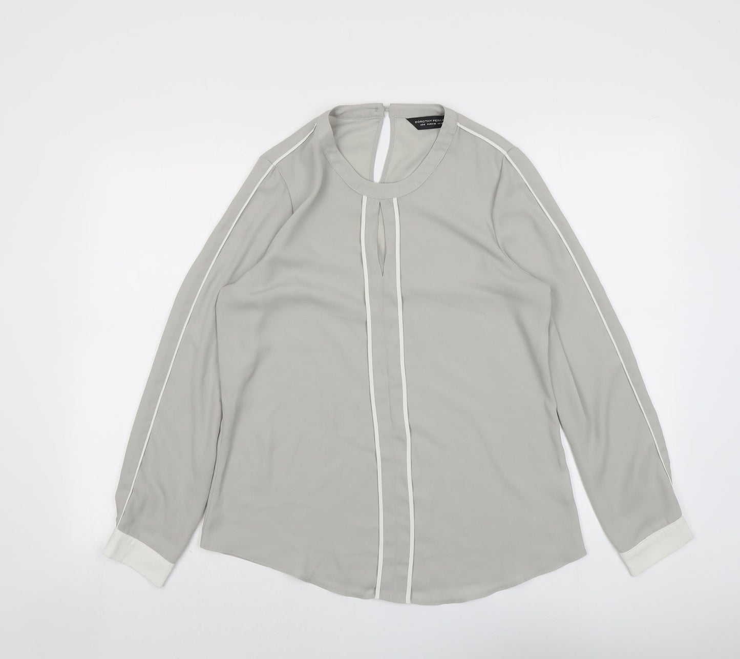 Dorothy Perkins Womens Grey Polyester Basic Blouse Size 12 Round Neck