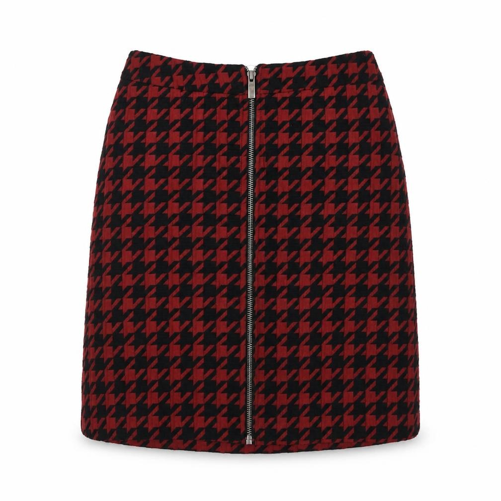 NEXT Womens Red Geometric Polyester A-Line Skirt Size 8 Zip