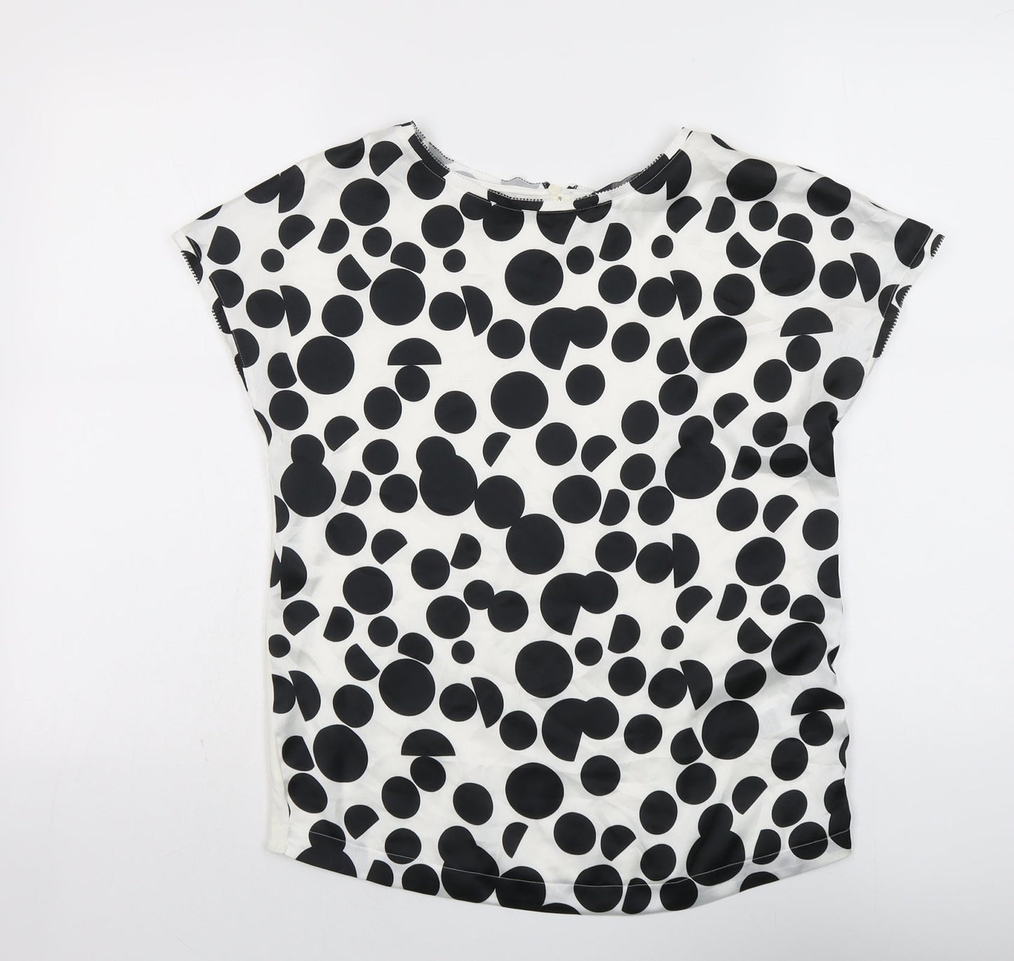 Marks and Spencer Womens Black Polka Dot Viscose Basic Blouse Size S Round Neck