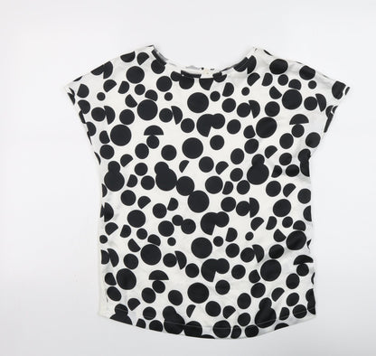 Marks & Spencer Womens Black Polka Dot Viscose Basic Blouse Size S Round Neck