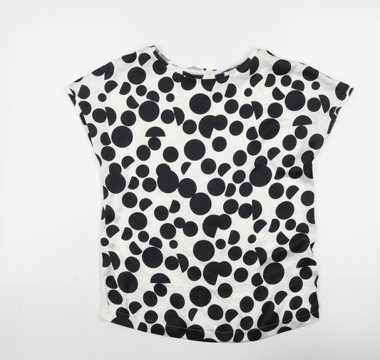Marks and Spencer Womens Black Polka Dot Viscose Basic Blouse Size S Round Neck