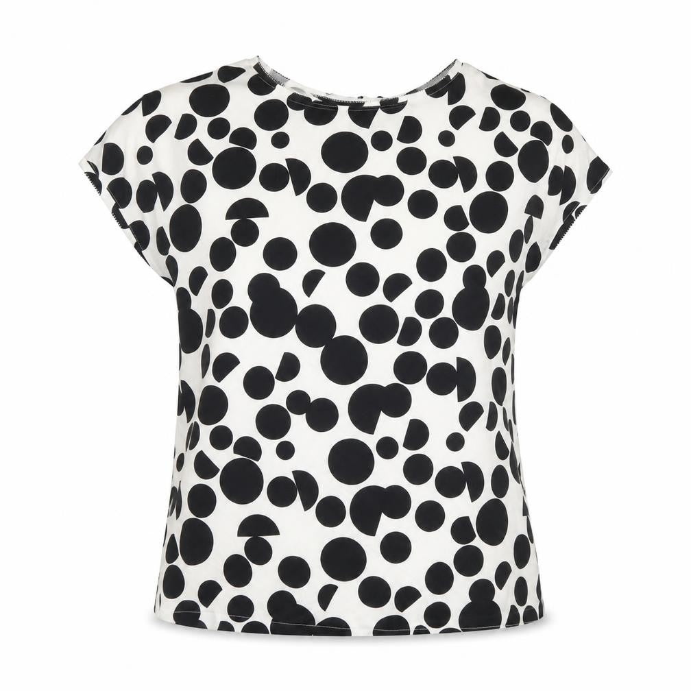 Marks & Spencer Womens Black Polka Dot Viscose Basic Blouse Size S Round Neck