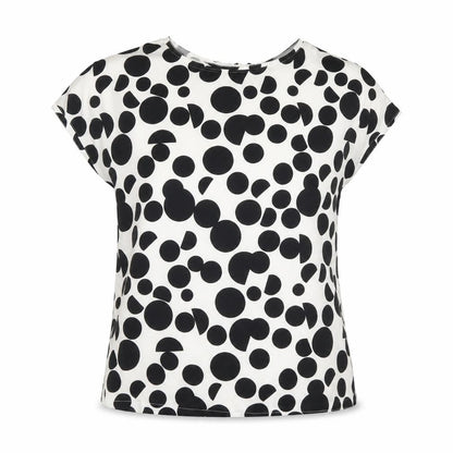 Marks & Spencer Womens Black Polka Dot Viscose Basic Blouse Size S Round Neck