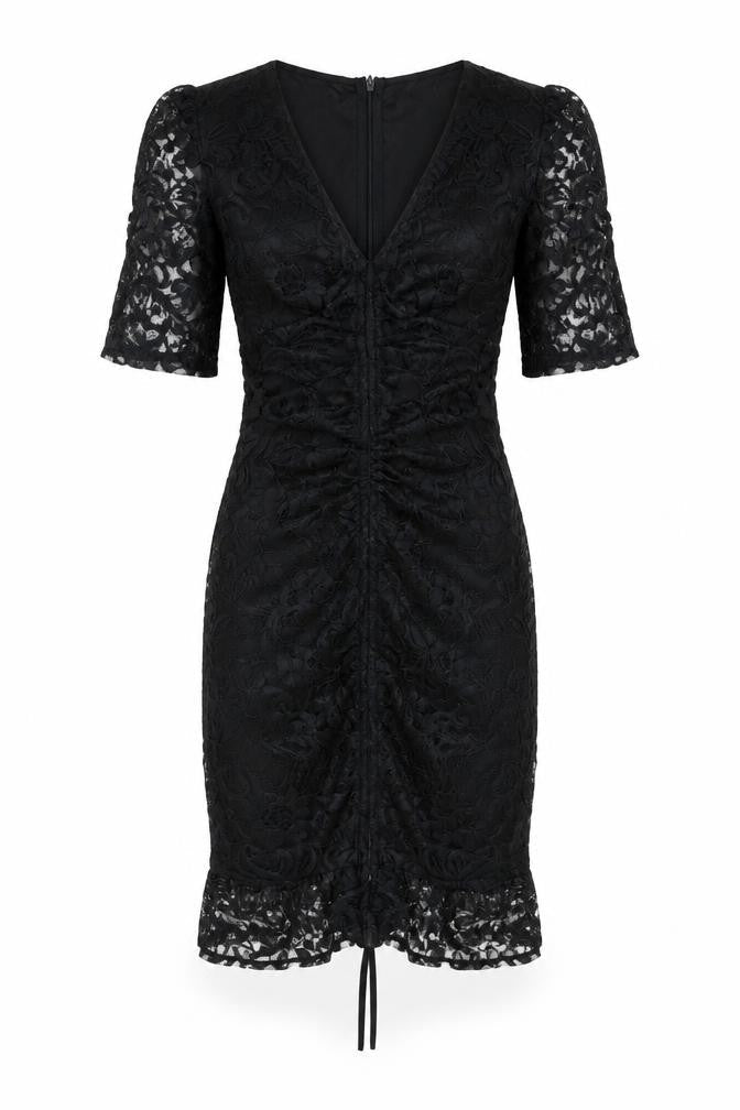 PRETTYLITTLETHING Womens Black Polyester Bodycon Size 6 V-Neck Zip