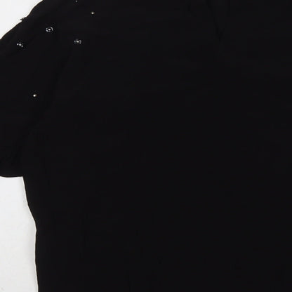 River Island Womens Black Viscose Basic Blouse Size 10 Round Neck