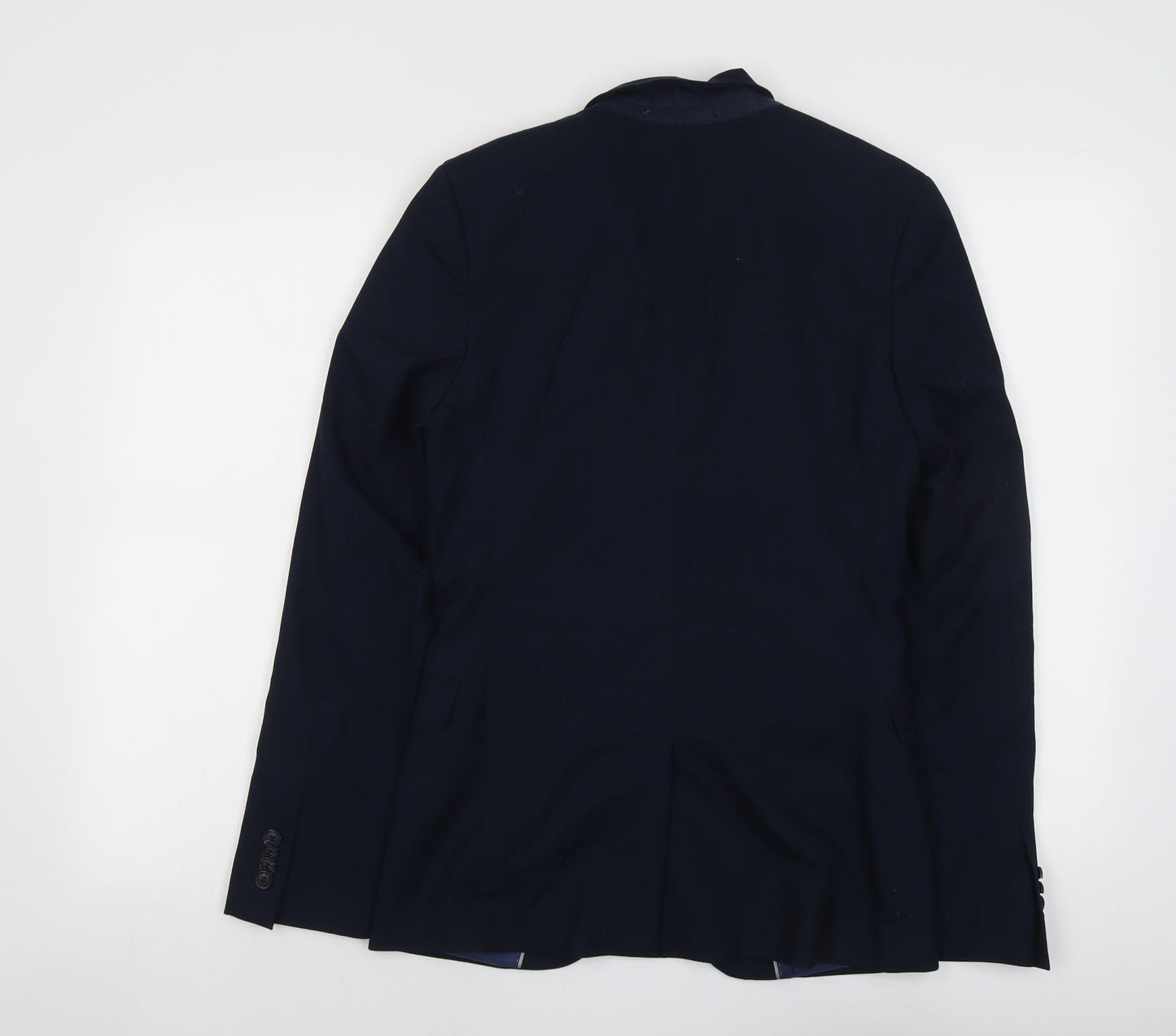 Topman Mens Blue Polyester Jacket Suit Jacket Size 34 Regular