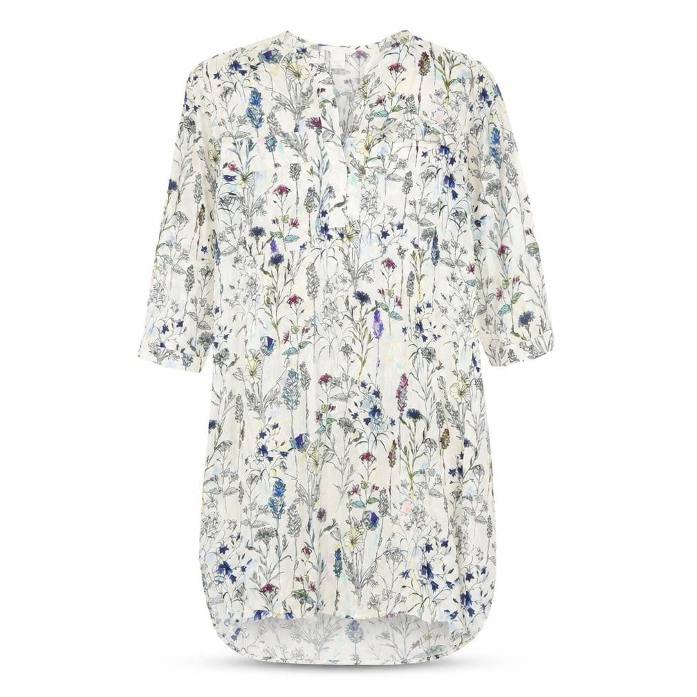 H&M Womens Beige Floral Viscose Sheath Size 8 V-Neck Button