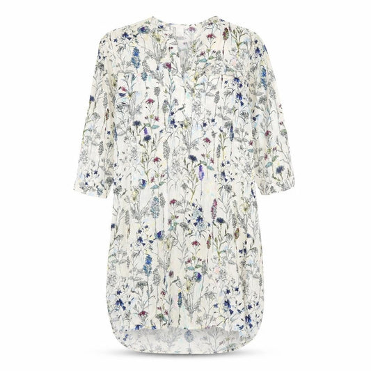 H&M Womens Beige Floral Viscose Sheath Size 8 V-Neck Button