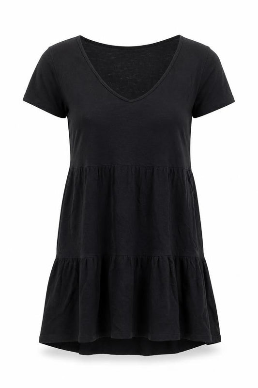 Sportsgirl Womens Black 100% Cotton T-Shirt Dress Size XS V-Neck Pullover