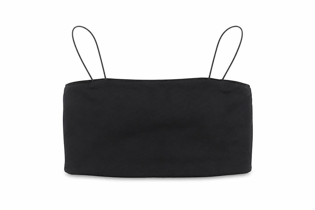 Boohoo Womens Black Polyester Cropped Tank Size 12 Square Neck
