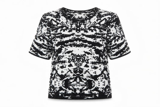 Topshop Womens Black Round Neck Geometric Cotton Pullover Jumper Size 8