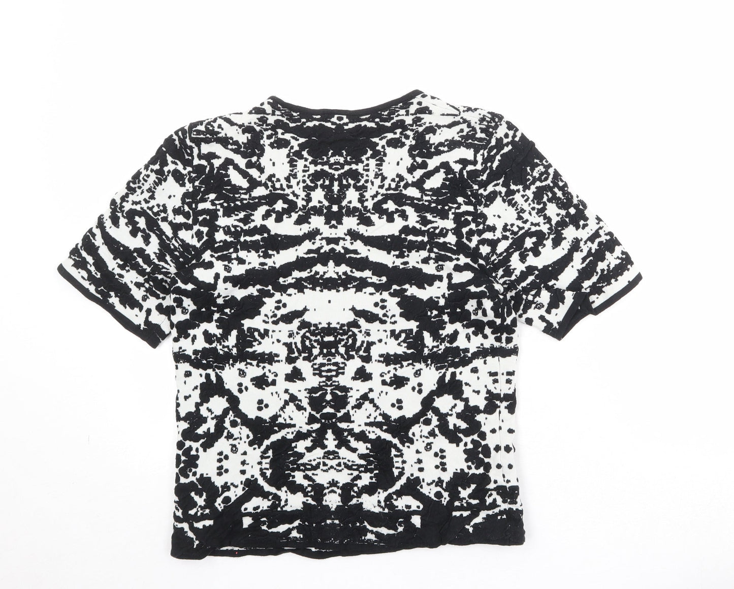 Topshop Womens Black Round Neck Geometric Cotton Pullover Jumper Size 8