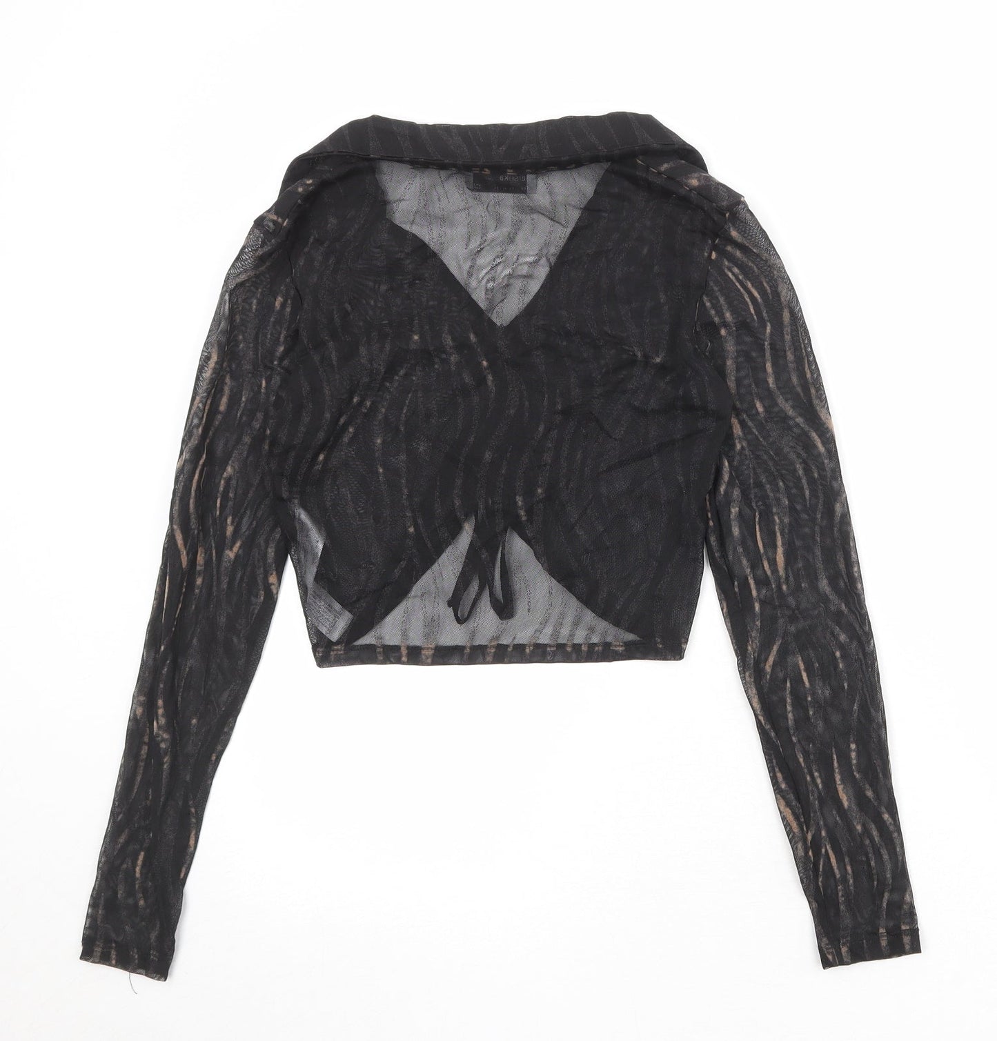 Bershka Womens Black Polyester Basic Blouse Size M Collared