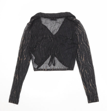 Bershka Womens Black Polyester Basic Blouse Size M Collared