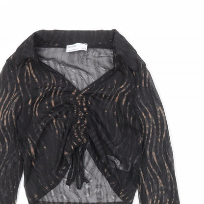 Bershka Womens Black Polyester Basic Blouse Size M Collared