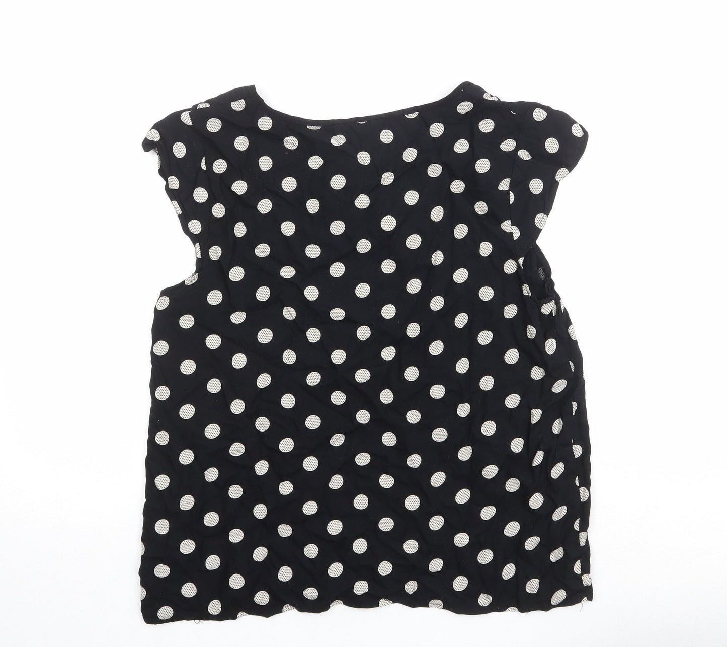dusk Womens Black Polka Dot Viscose Basic Blouse Size M Boat Neck