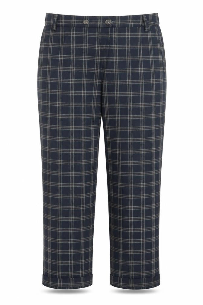 NEXT Womens Black Plaid Polyester Trousers Size 42 in Regular Zip