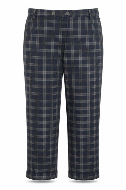 Next Womens Black Plaid Polyester Trousers Size 42 in Regular Zip