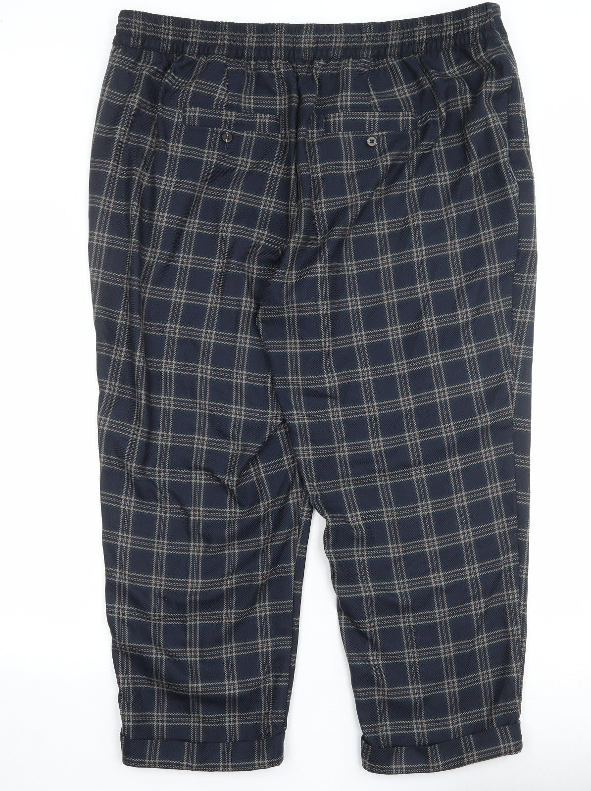 NEXT Womens Black Plaid Polyester Trousers Size 42 in Regular Zip