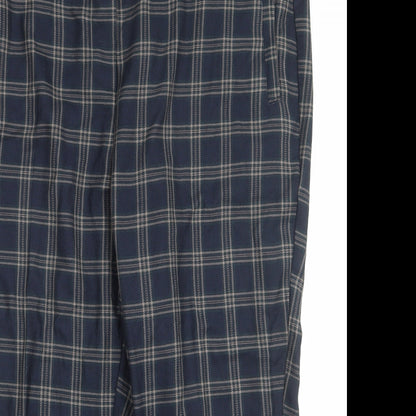 Next Womens Black Plaid Polyester Trousers Size 42 in Regular Zip