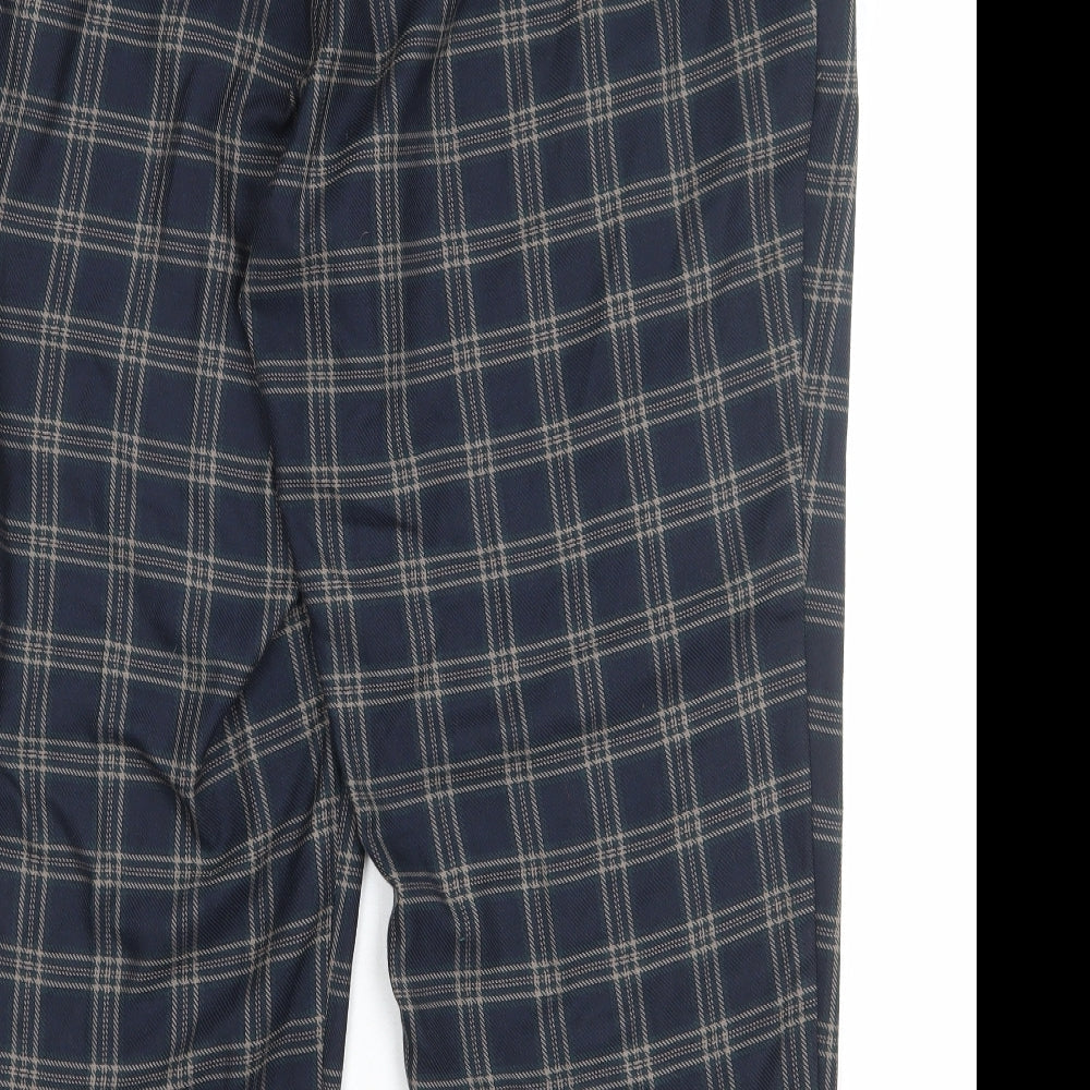 NEXT Womens Black Plaid Polyester Trousers Size 42 in Regular Zip
