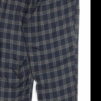 Next Womens Black Plaid Polyester Trousers Size 42 in Regular Zip