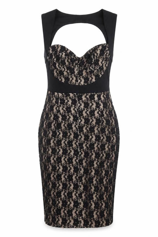 ASOS Womens Black Geometric Polyester Shift Size 12 Sweetheart Zip
