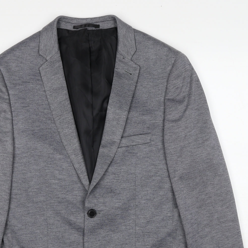 Burton Mens Grey Polyester Jacket Blazer Size 38 Regular