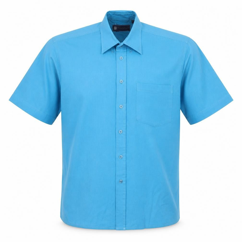 Casual Shirtings Mens Blue Polyester Button-Up Size L Collared Button