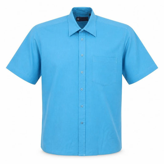 Casual Shirtings Mens Blue Polyester Button-Up Size L Collared Button