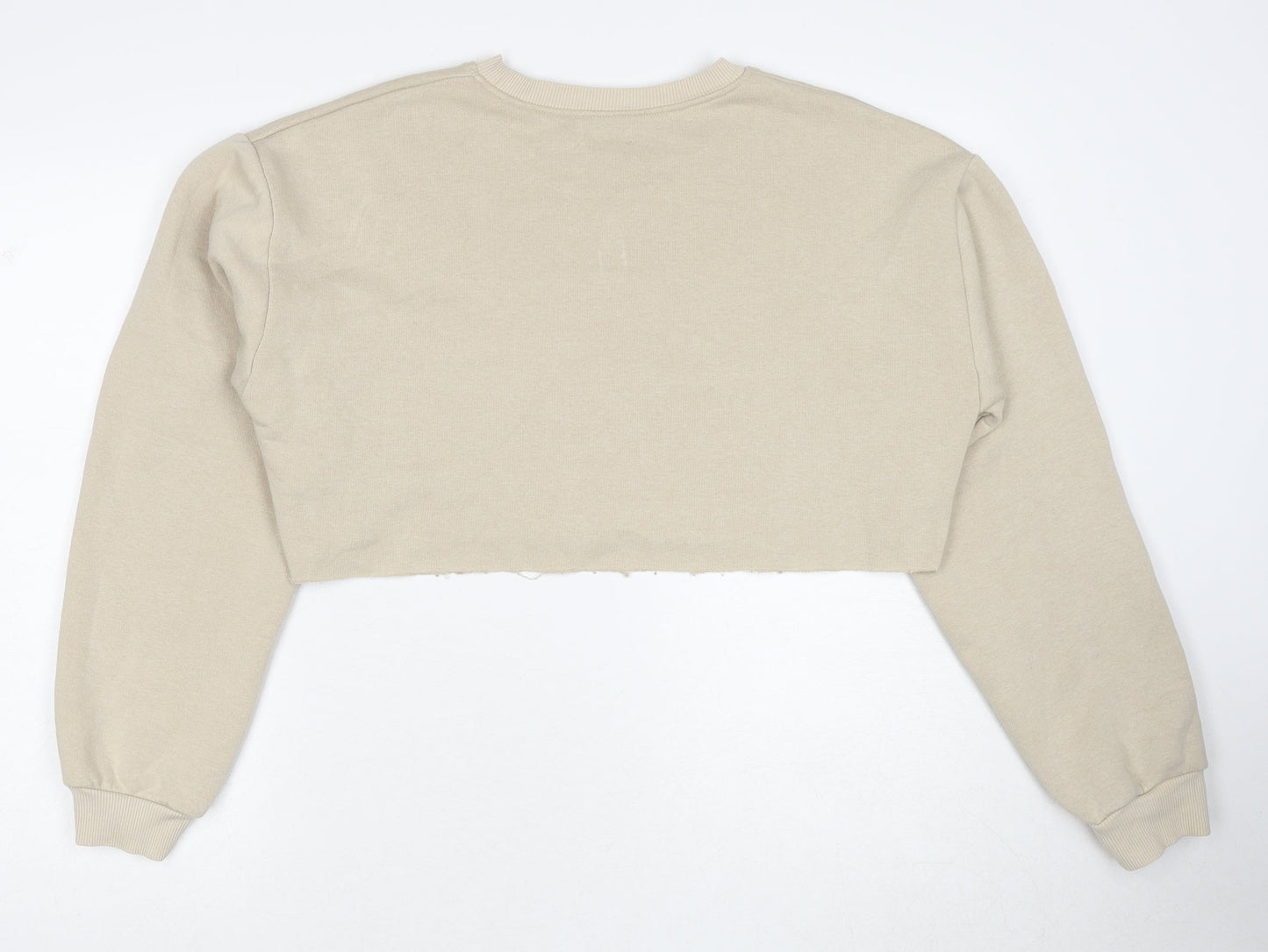 PRETTYLITTLETHING Womens Beige Cotton Pullover Sweatshirt Size S Pullover