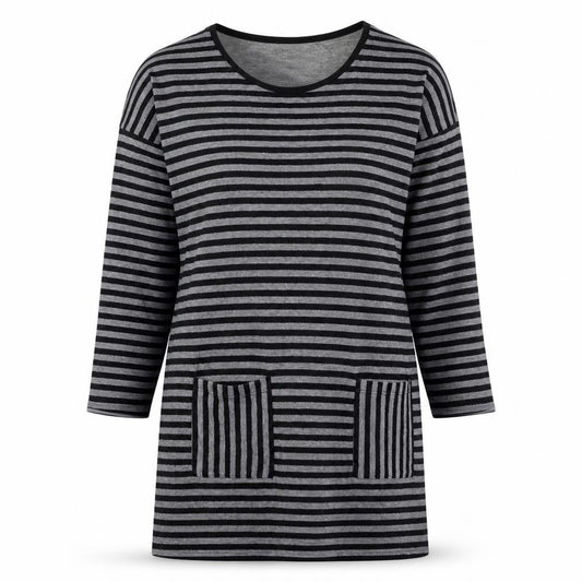 Next Womens Black Striped Cotton Jumper Dress Size 10 Round Neck Pullover