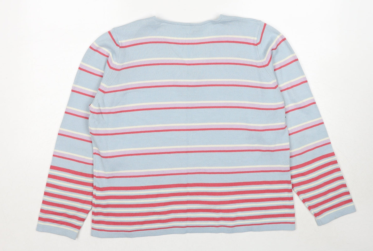Marks and Spencer Womens Multicoloured V-Neck Striped Acrylic Pullover Jumper Size 20