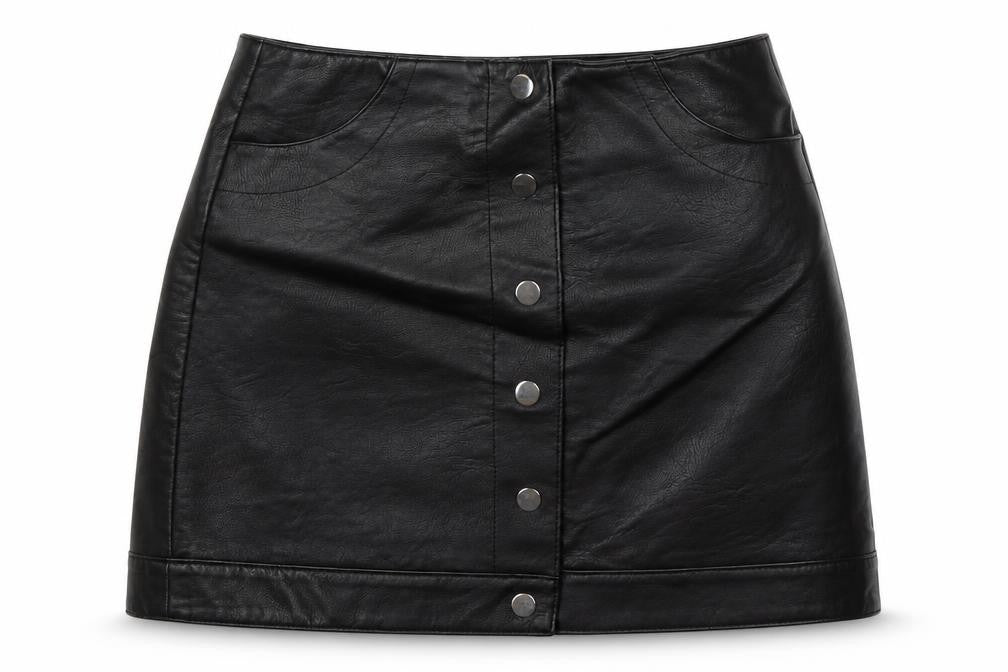 Topshop Womens Black Polyethylene A-Line Skirt Size 8 Snap