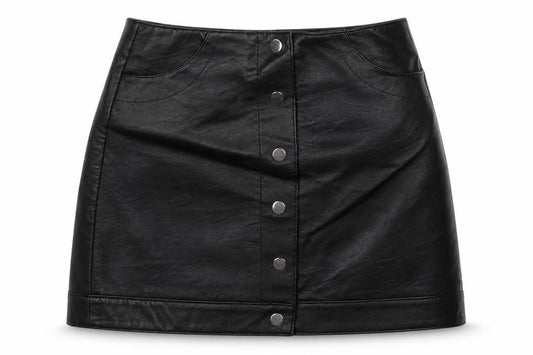 Topshop Womens Black Polyethylene A-Line Skirt Size 8 Snap