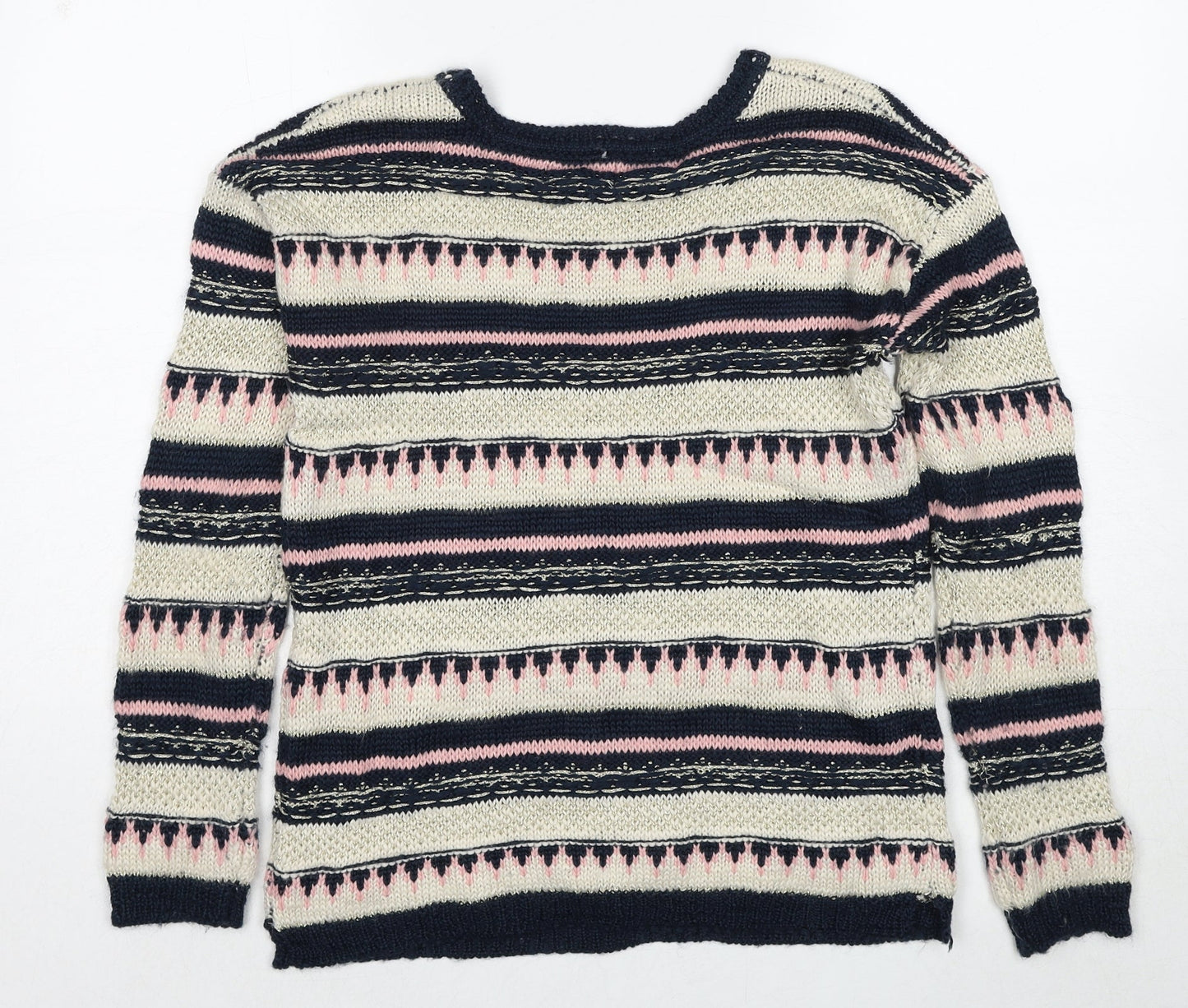 Springfield Womens Multicoloured Boat Neck Geometric Polyester Pullover Jumper Size M