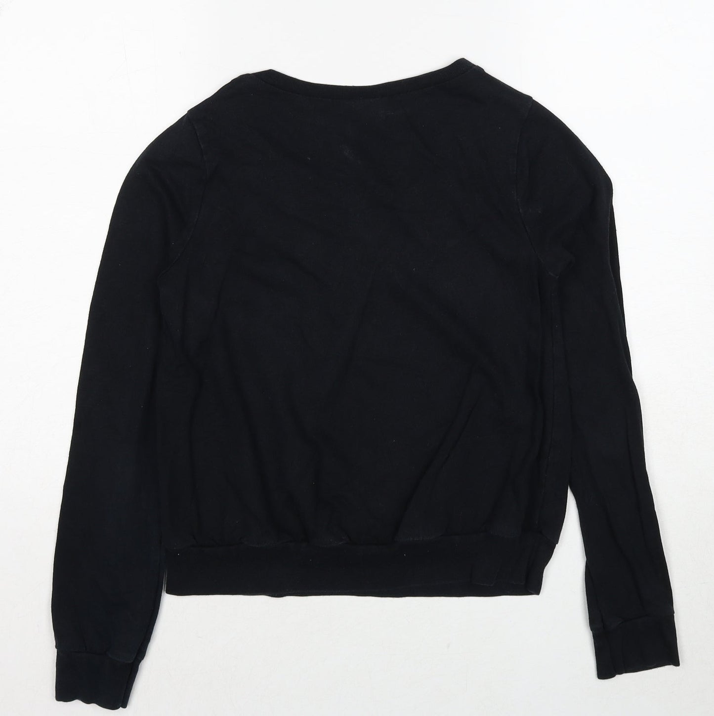Topshop Womens Black Cotton Pullover Sweatshirt Size 6 Pullover