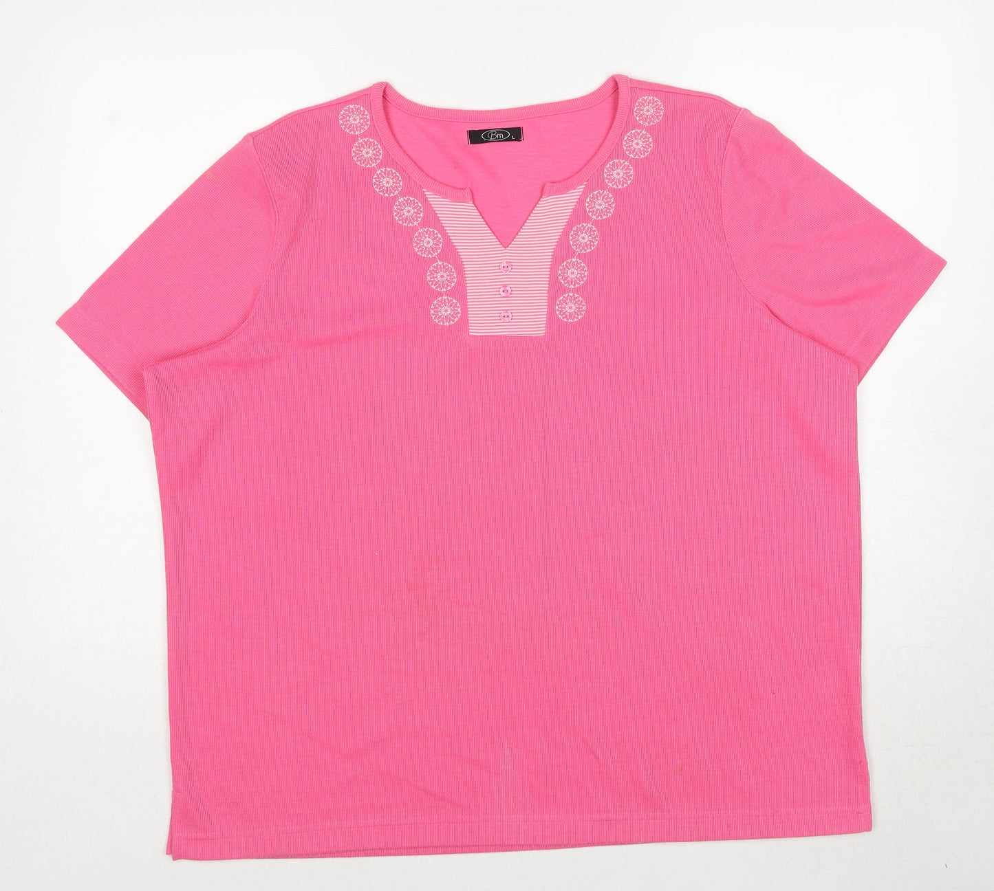 Bonmarché Womens Pink V-Neck Polyester Pullover Jumper Size L