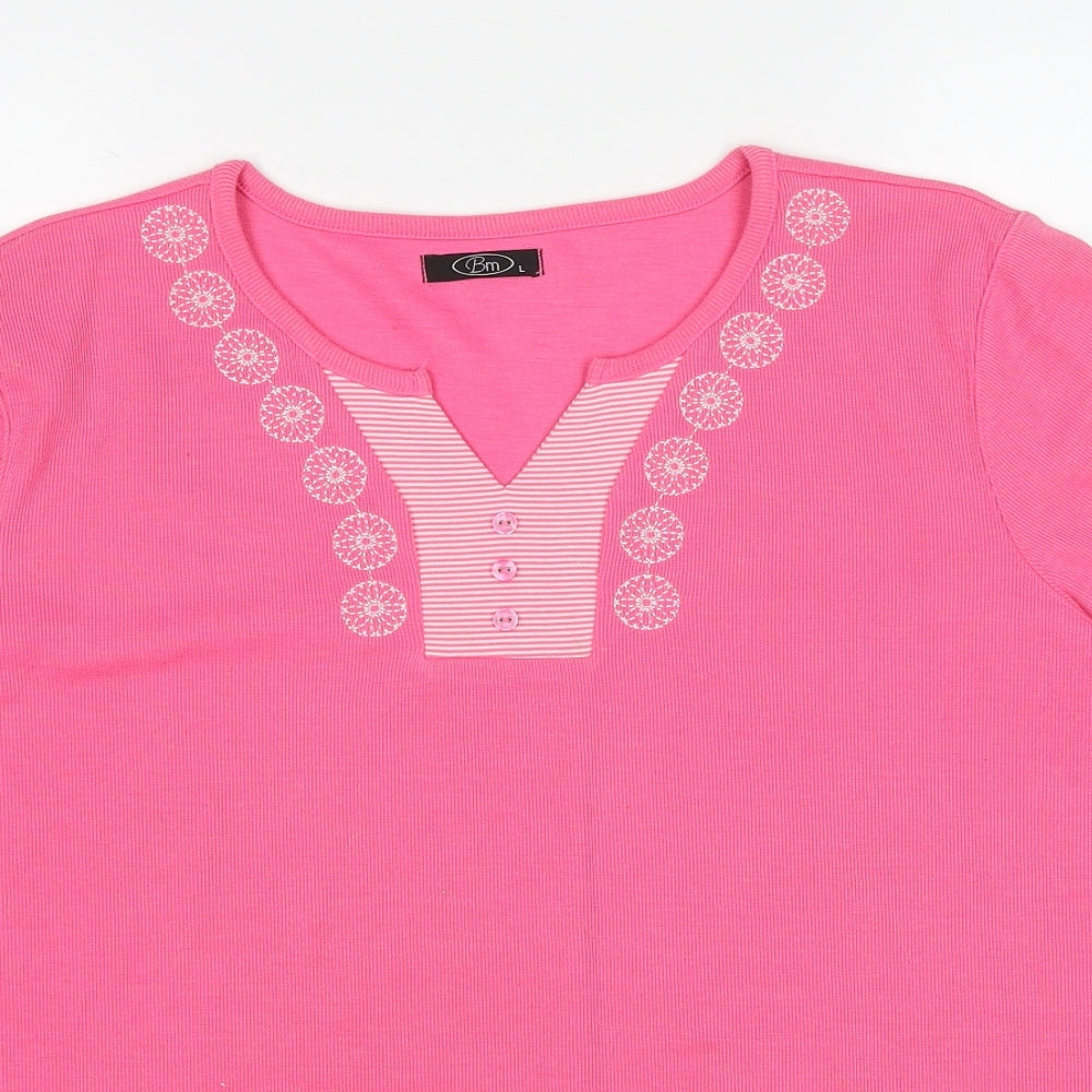 Bonmarché Womens Pink V-Neck Polyester Pullover Jumper Size L