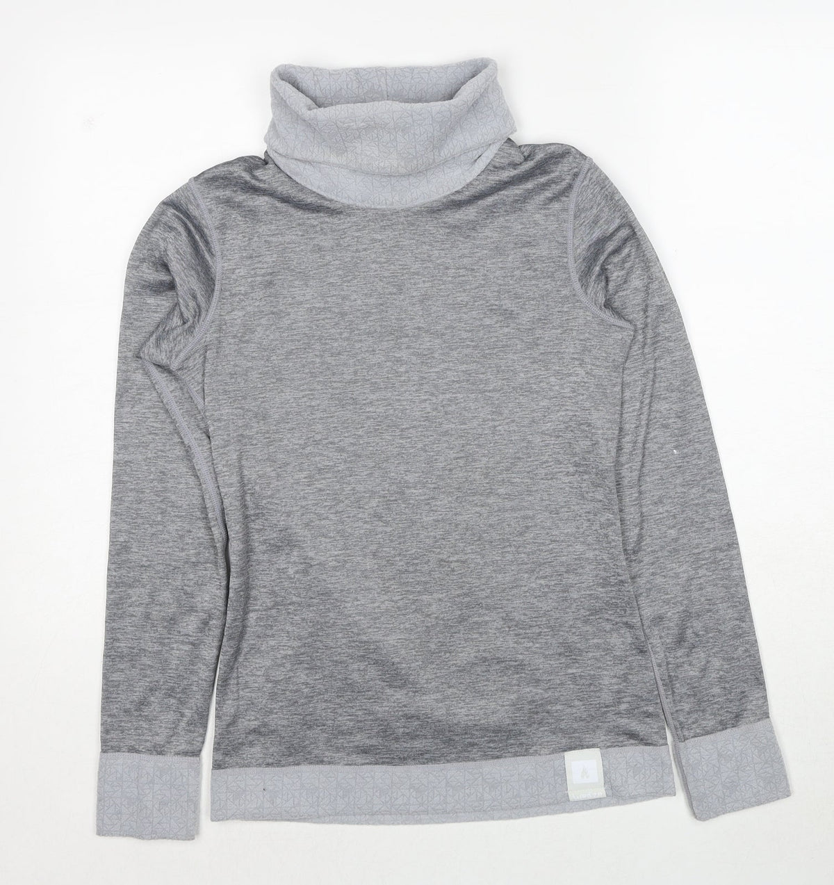 Decathlon Womens Grey Polyester Basic T-Shirt Size XS Roll Neck Pullover