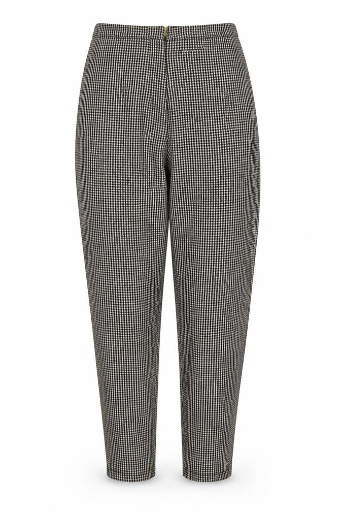 Made in Italy Womens Black Geometric Cotton Carrot Trousers Size 12 Regular Zip
