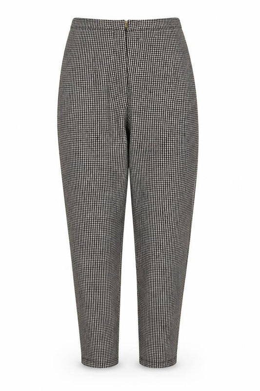 Made in Italy Womens Black Geometric Cotton Carrot Trousers Size 12 Regular Zip