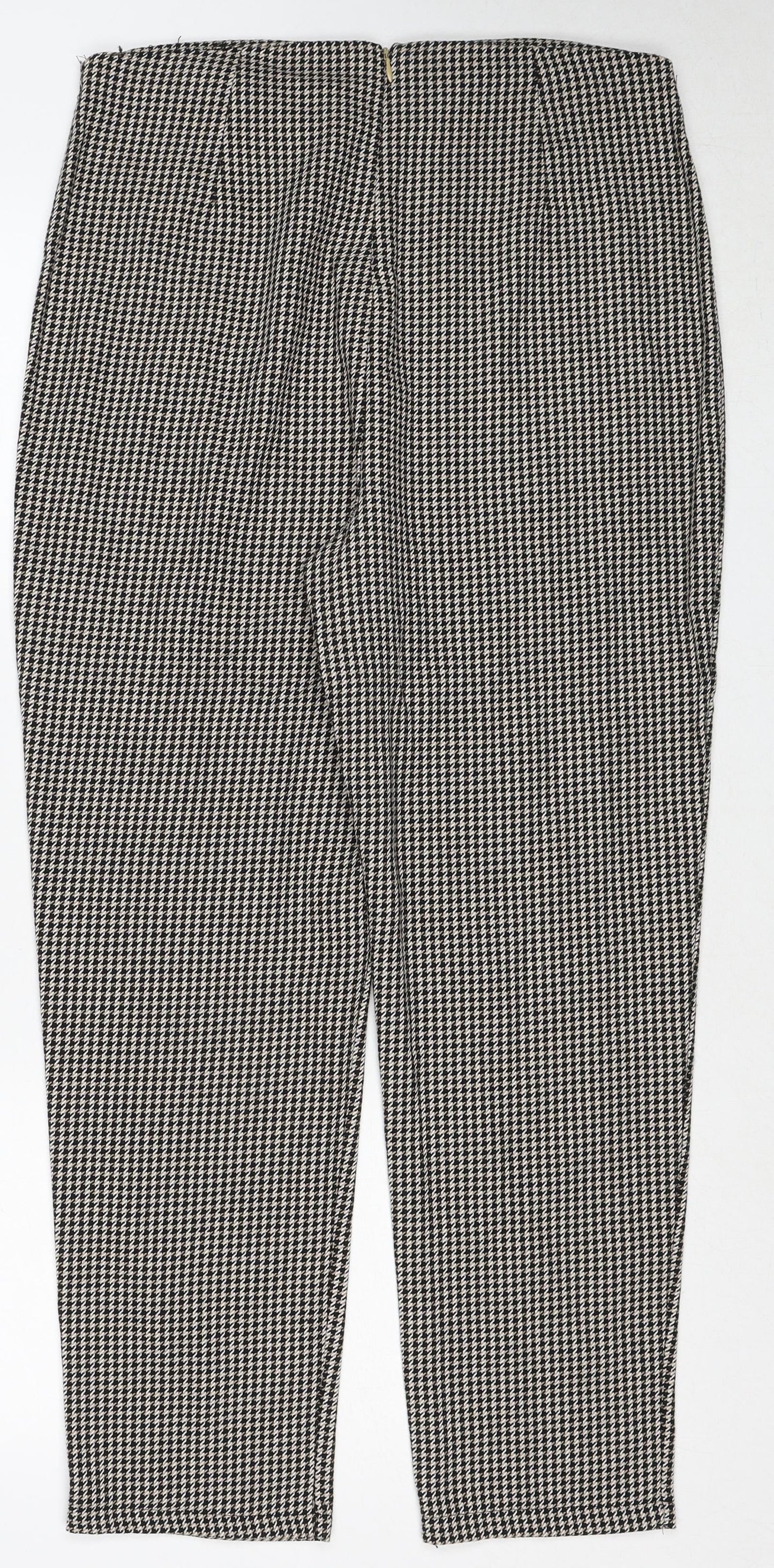 Made in Italy Womens Black Geometric Cotton Carrot Trousers Size 12 Regular Zip
