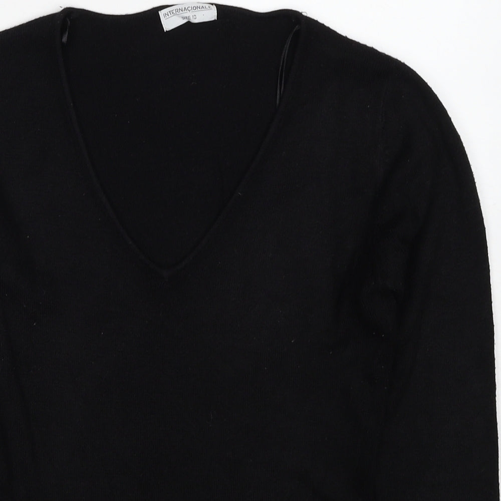 Internacionale Womens Black Round Neck Acrylic Pullover Jumper Size 10