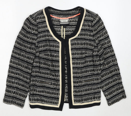NEXT Womens Black Scoop Neck Striped Polyester Cardigan Jumper Size 8