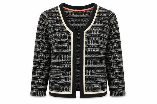 Next Womens Black Scoop Neck Striped Polyester Cardigan Jumper Size 8